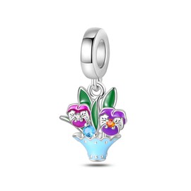 CZVIVIRY - Abalorio de plata de ley 925 de la suerte para mujer, abalorio de joyería para regalo para familia y mujer, pulsera y collar, Plata esterlina, No es una piedra preciosa