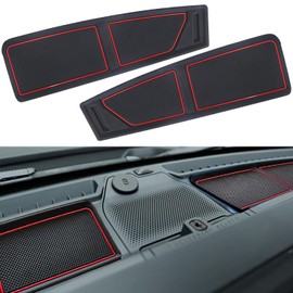 LOCOY Dash Cover Tray for Ford Bronco Accessories 2021 2022 2023 2024, Dashboard Compartments Mat, Anti-Slip Silicone Insert, Anti Dust Interior Dash Pad Liner for Bronco 2/4-Door (2pcs, Red Trim)