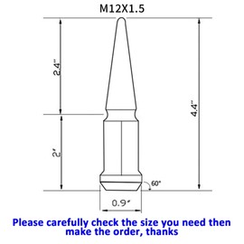 Set of 24 Spiked Lug Nuts m12x1.5 Acorn Seat Solid Metal Closed End Lug Nuts with 1 Socket Key, Purple
