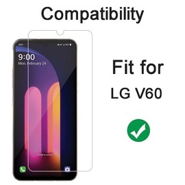 2 Pack Screen Protector for LG V60, Tempered Glass Film 9H Hardness Scratch Resistant High Definition