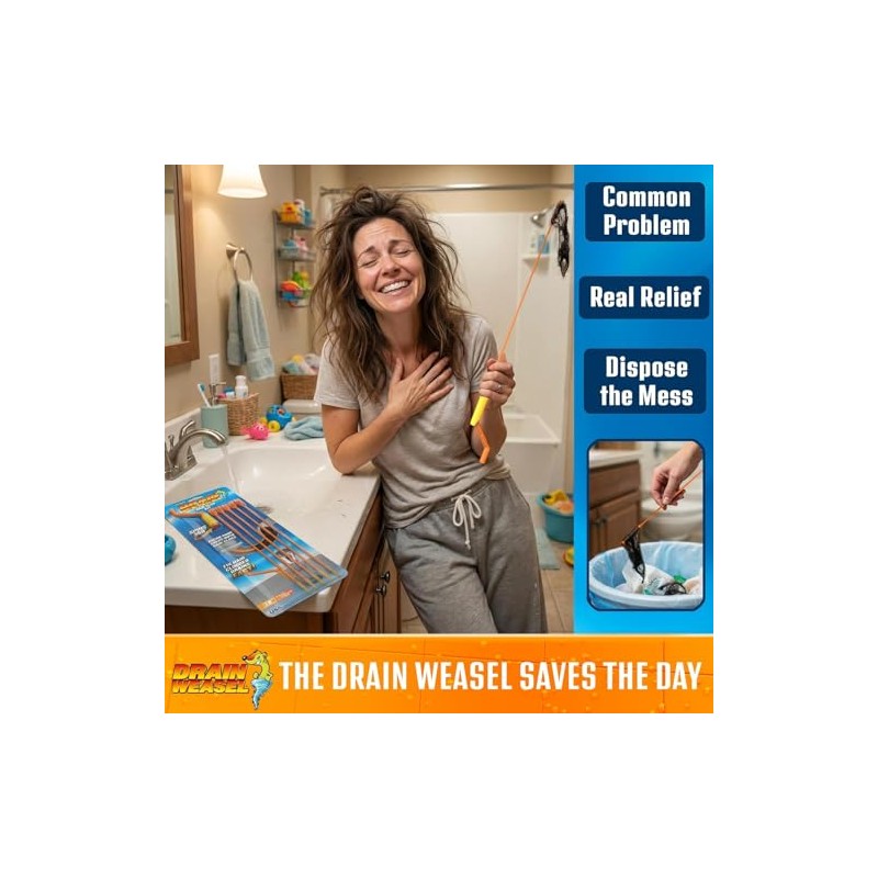 FlexiSnake Drain Weasel - Hair Clog Remover Tool Kit