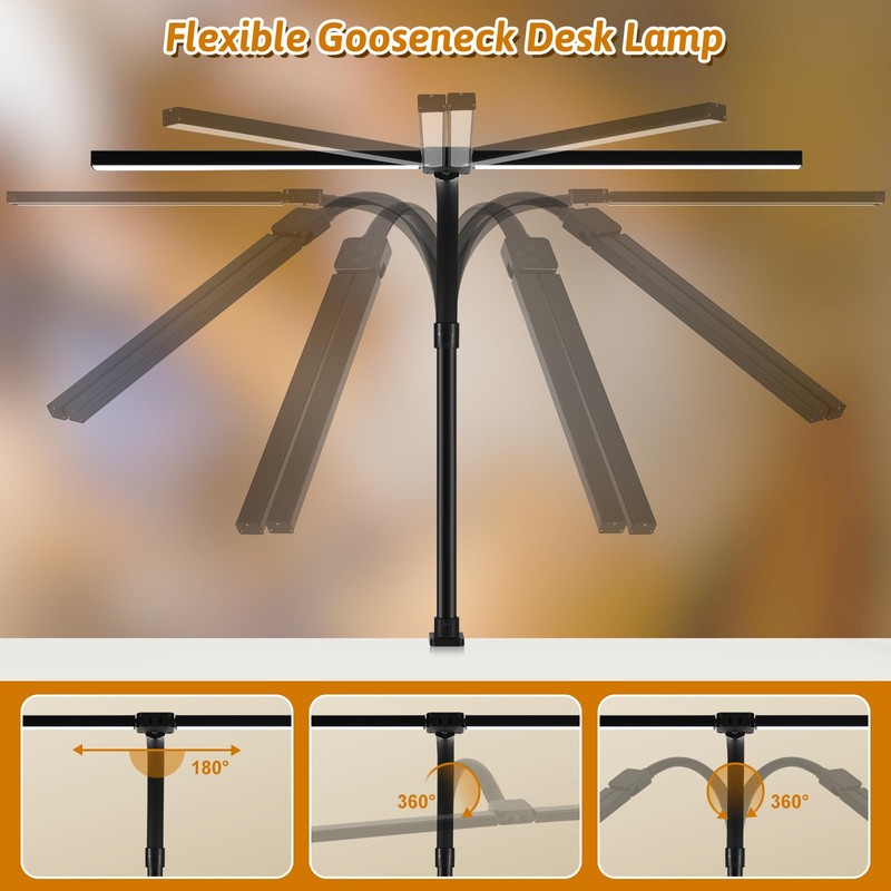MACASA Double Head LED Desk Lamp with Remote Control for