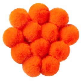 12 Pcs Small Faux Fur Pom Pom Balls 2.75 in Fur Fluffy Pompom Ball with Elastic Loop for Hats, Shoes, Scarves, Gloves, Bags, Key Chain Charms Accessories, 2 3/4 inches (Orange)