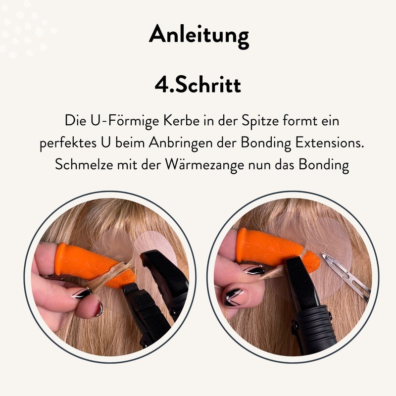 Just Beautiful Hair heating tongs for bonding extensions, connector U-tip