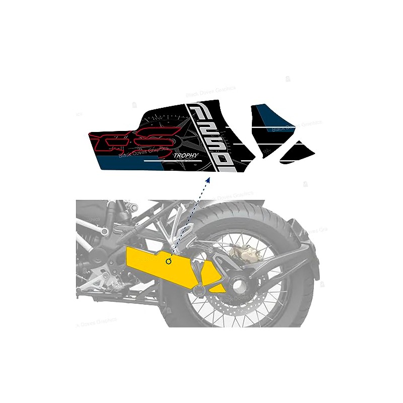 Cardano Swingarm Sticker Compatible with Motorcycle R1250 GS Trophy (Black)
