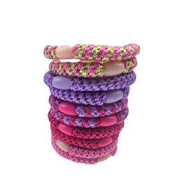 Pack of 10 Hair Bobbles Women Multicoloured Elastic Hair Ties Cotton Bands, Soft Woven Ponytail Holders for Thick Hair and Curly Hair, (Pink)