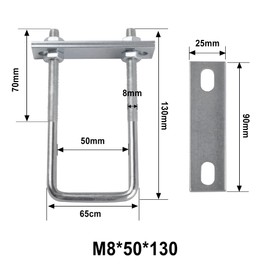 U-bolt M8 U bracket with thread U bolt square 4 pieces with nut frame washer