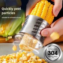 Corn Stripper Cutter, 2Pcs 304 Stainless Steel Corn Peeler, Labor Saving Round Corn Cob Stripper for Home Kitchen, Rotating Corn Cob Stripper Tool