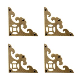 Tiazza 4Pcs Vintage Brass Antique Decorative Box Corner Protector Triangle with Screws,Wooden Jewelry Gift Box Cabinet Chest Accessories Guard Edge Cover Flat Corner Braces(Antique Bronze)