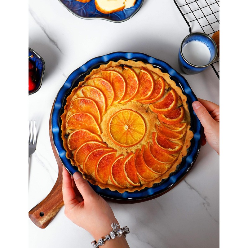AISBUGUR Ceramic Pie Pan,Deep Dish Pi9-Inch Non-Stick Pie Dish &