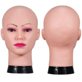 RUISIMEI Female Professional Cosmetology Bald Mannequin Head for Making up,Making Wigs, Wigs,Glasses with Free Table Clamp (12-B)
