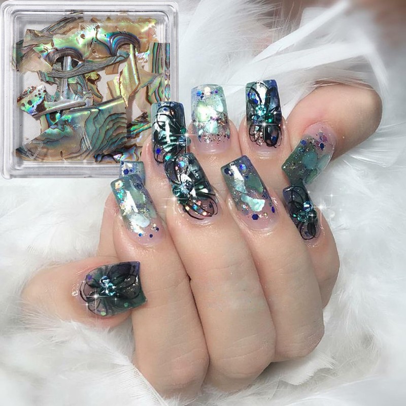 Abalone Nail Art Sequins 3D Irregular Natural Sea Shell Texture