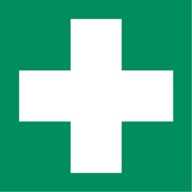 30 Aufkleber Mix: 14x Erste Hilfe 8x Notruftelefon 8x Defibrillator - ø 5 cm - UV- und witterungsbeständig - ISO 7010 - nachhaltig - Gebotszeichen Schild Ersthelfer Verbandskasten (5 cm, Mix)
