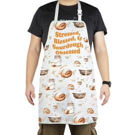 CENWA Stressed Blessed & Sourdough Obsessed Bread Baking Apron Baker Gift Kitchen Decor Bread Lover Gifts (Sourdough Obsessed CA)