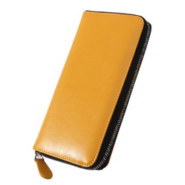 GROOVE GEAR ggs-1037 Long Wallet, Men's Wallet, Genuine Leather, Rainbow Zipper, yellow