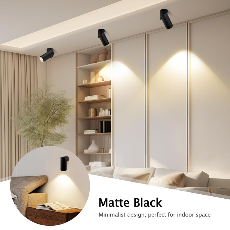 YindaLux Set of 2 LED Surface-Mounted Spotlights, Dimmable, Swivelling Ceiling