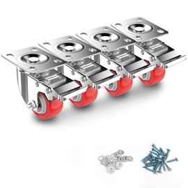 Deutnart Furniture Castors 38 mm Swivel Castors with Brakes, [4 Pieces up to 200 kg] Heavy Duty Castors Set Quiet Swivel Castors Polyurethane Transport Castors Wheels for Furniture without Traces