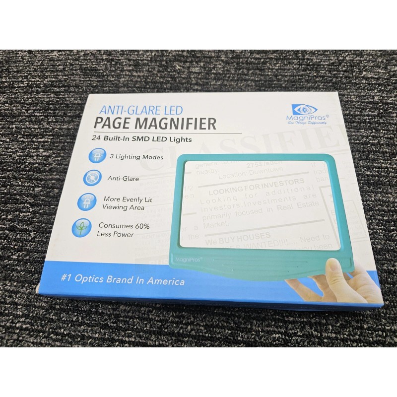 MagniPros 5X Large Ultra Bright LED Page Magnifier with 3