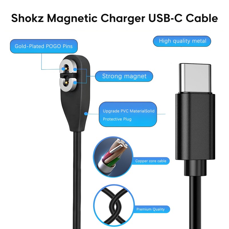sweguard USB C Charger Cable 3.3ft Magnetic Compatible with AfterShokz