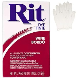 All Purpose Concentrated Rit Dye Powder Single Pack with Plastic Gloves for Clothing, Décor, and Crafts – Wine