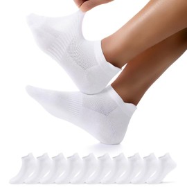 TUUHAW White Ankle Socks Mens Trainer Socks Size 9-12 UK Multipack of 10 Short Length for Running Sports Walking Gym Anti Sweat Anti Blister Breathable Cotton