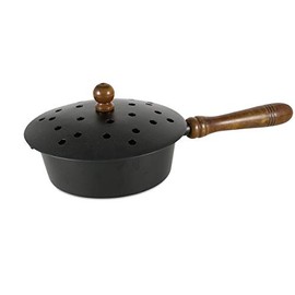 NKLaus Incense Pan Metal Black Wooden Handle Lid Hinged Incense Pan 2228