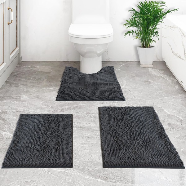 Flotstiga Bathroom Rugs Chenille, Extra Thick and Absorbent, Non-Slip, Machine