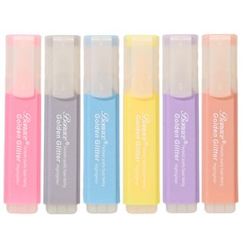 BONACE Glitter Highlighters,6 Pack,Metallic Colors,Chisel Tip,Highlighter Markers, Sparkly Highlighters highlighters Assorted Colors, Back to School Supplies (Gold)
