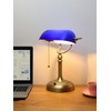 Newrays Blue Glass Bankers Desk Lamp, Stepless Dimmable Table Lamp