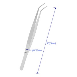 FOCMKEAS 10 Inch Stainless Steel Tweezers with Curved Pointed Serrated Tip, Perfectly Aligned, 3/64 Inch Thickness Stainless Steel, Multipurpose Daily Garden Home Lab Craft Repairing Tool
