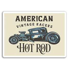 2 x 10cm American Hot Rod Car Vinyl Stickers - Retro Race Sticker Laptop #17470 (10cm Wide)
