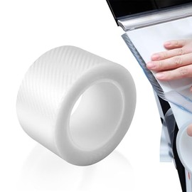 Autoschwellerschutz, Universal Selbstklebende Kohlefaseraufkleber, zuschneidbare transparente wasserdichte Lackschutzfolienstreifen für Autotürschweller, 7 cm x 10 m