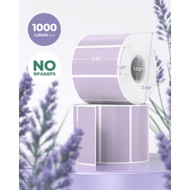MUNBYN 2.25"x1.25" Purple Thermal Sticker Labels for Thermal Label Printer, Self-Adhesive Address Shipping Direct Thermal Labels, Multi-Purpose Roll Sticker Labels -1000 Labels/1 Roll