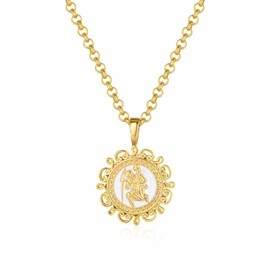 Gold Plated Ornate St Christopher Pendant with 22-Inch, 4mm Belcher Chain – 27 Grams - Bling King London