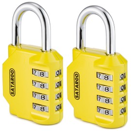 Satargo 4 Digit Combination Lock for Locker Room Lock - Cut Resistant Gym Locker Lock with Code - Indoor Outdoor Padlock Small Combo Lock (Yellow, 2 Pack)