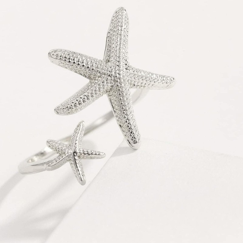 MIFYNN Dainty Shell Ring for Women Starfish Ring Adjustable Opening