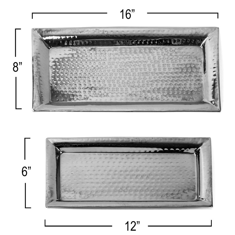 Colleta Home Silver Hammered Trays - Silver Serving Trays and