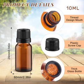 Wresty 20 Pack Amber Glass Bottles Essential Oil Bottles Refillable Sample Bottles DIY Glass Bottle Vials Cosmetic Containers With Rifice Reducer Dropper (10ml/0.3oz)