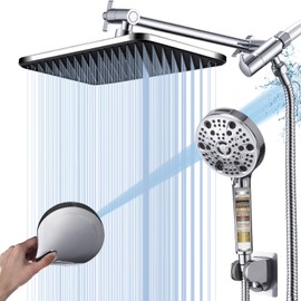 DHKJLUXU Filtered Handheld Shower Head 9 Spray Mode,14" Large High Pressure Rain Shower Head Combo with Adjustable Extension Arm And Anti-Rust Anti-Leak Showerhead for Home Decor, Bathroom Upgrade