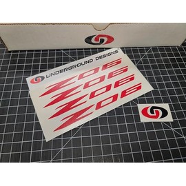 Z06 Decals (4pk) Corvette Racing 6" Accent Stickers C5Z C6Z C7Z C8Z LSX LTX (Gloss Red)