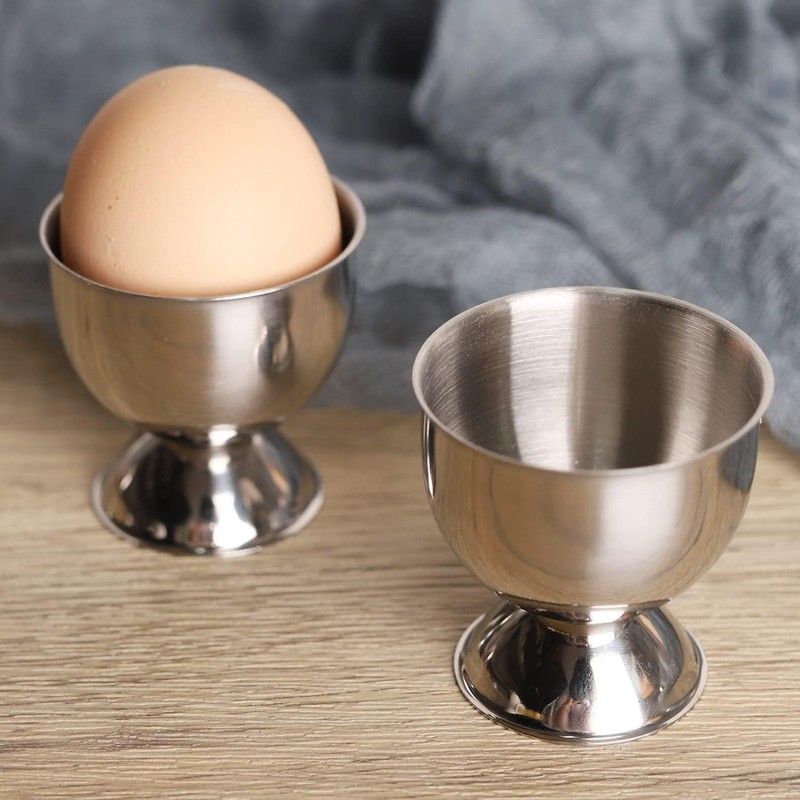 ACTIUSIS Stainless Steel Egg Cups with Base, Stackable, Set of