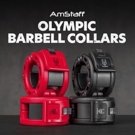 Amstaff Fitness Barbell Collars Clamps – Quick Release 2-Inch Locking Olympic Bar Collars for Weightlifting, Crossfit, Powerlifting, and Strength Training – Secure, Anti-Slip Design (Pair, Red)