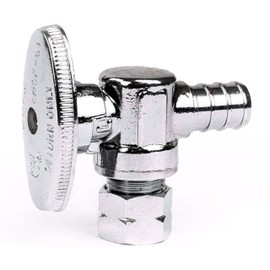 CMI Inc - 1/2 inch PEX x 3/8 inch OD Angle Stop Valve - 1/4-Turn Water Shut-Off for Sink, Toilet, Faucet Supply Lines - Lead-Free Brass Plumbing Ball Valve, Inlet/Outlet PEX Fittings - Chrome - 5 Pack