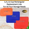 3, 6, 11 Cup Rectangle Replacement Lids/Covers for Pyrex, Anchor