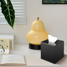 2 Pack Black Square Tissue Box Cover, Tissue Box Cover Black, Tissue Holders, Decorative Tissue Box Dispenser for Bathroom, Parlors, Office, Bedroom Dresser, Nightstand, Car, and Desk- Black