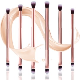 6 Brochas para Difuminar Sombra de Ojos 2 en 1 Brochas de Maquillaje de Doble Punta Pincel Corrector Aplicador de Maquillaje de Base Puntiaguda Suave Pequeña para Debajo de Ojos