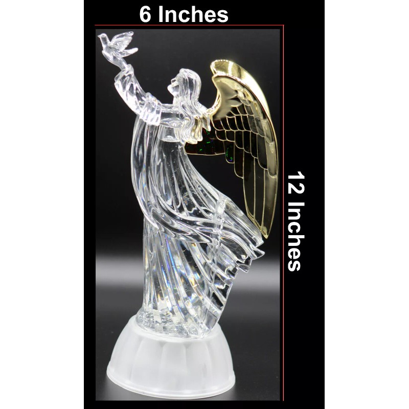 Dalax LIGHT-UP PRAYING ANGEL TRUMPET FIGURINE ANGELS CHERUBS FIGURINE STATUE