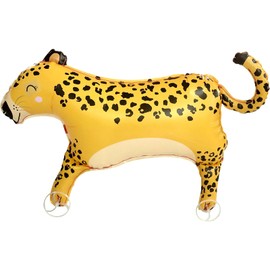 Giant Gold Leopard Self Standing Balloons Kids Toys Walking on Wheels Cheetah Foil Balloons Farm Children Gift,Jungle Safari Animal Theme Baby Birthday Party Decorations Supplies