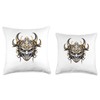 Scary Golden Yokai Oni Mask Japanese Anime Warrior Throw Pillow