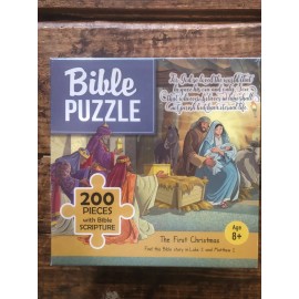 Bible Puzzle-The First Christmas-200 Pieces with Bible Scripture
